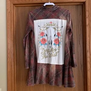 Upcycled Plaid Button-Up long plaid top